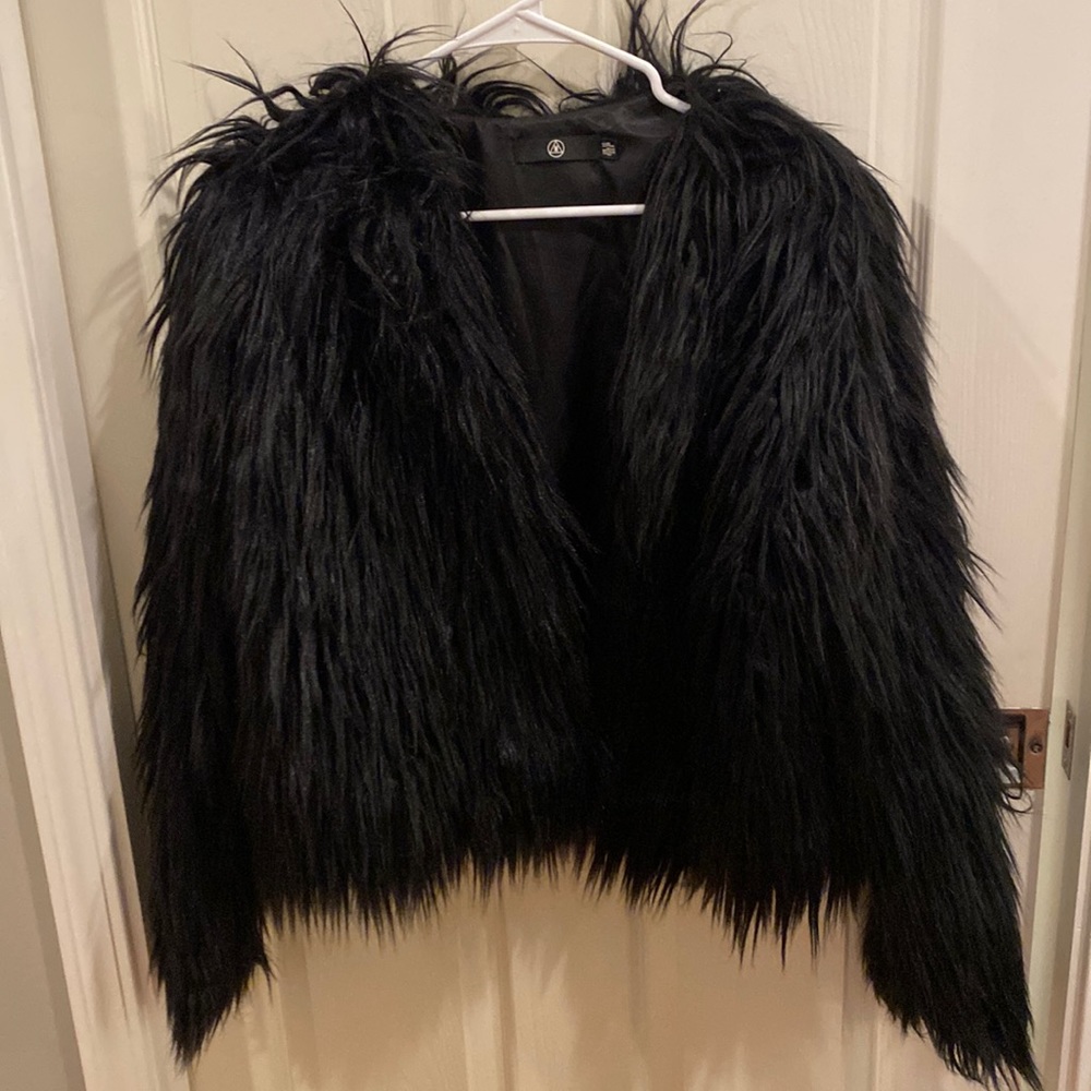 Misguided Black Fur Jacket - barely worn